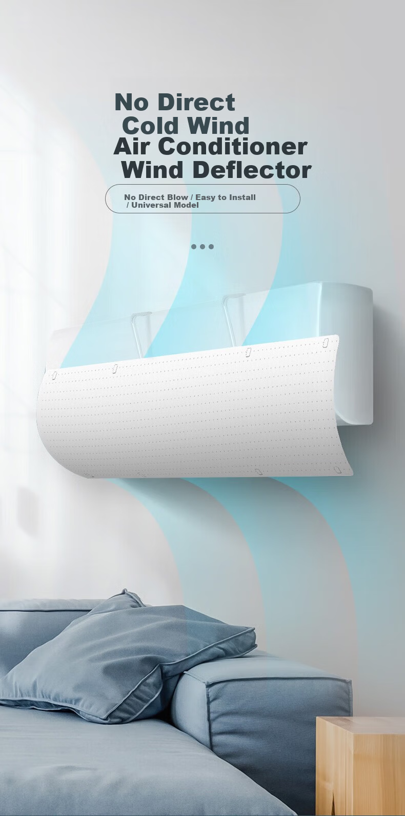 Miaomei No-Drill Air Conditioner Wind Deflector Adjustable Retractable Hanging Shield for Baby and Maternity Use 1