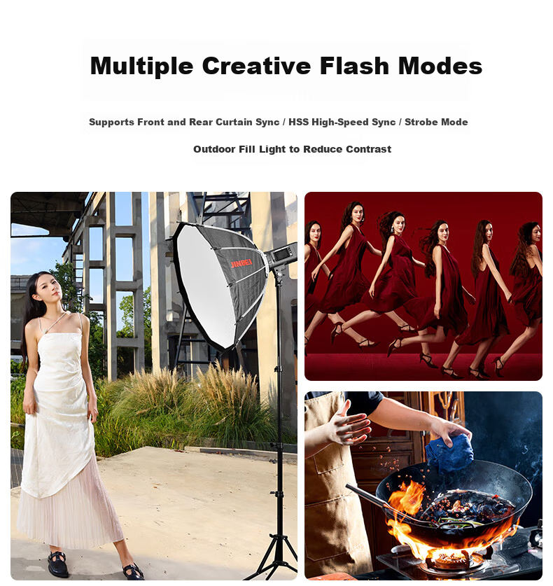 JINBEI HD400MAX Portable Outdoor Flash 400W Upgraded Handheld Lithium Battery Photography Light High-Speed Sync TTL Auto Metering Built-in Wireless Receiver Bilingual Touch Screen 7