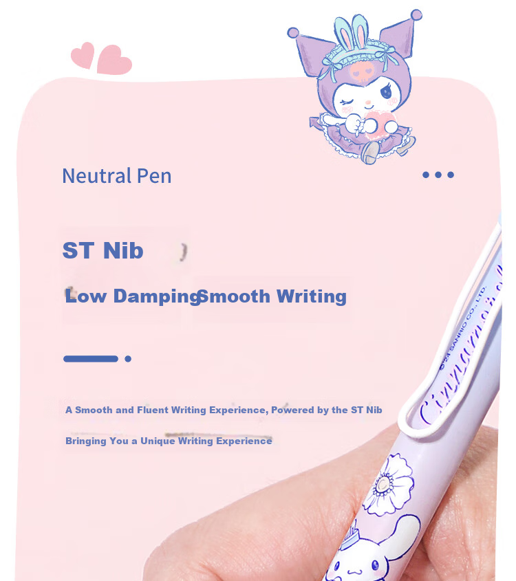 GuangBo & Sanrio Retractable Gel Pen, Stylish Cute ST Tip Exam Pen 0.5mm Student Exam Pen Black Ink Pen 3-Pack Randomly 1 Box KT82170-3 5