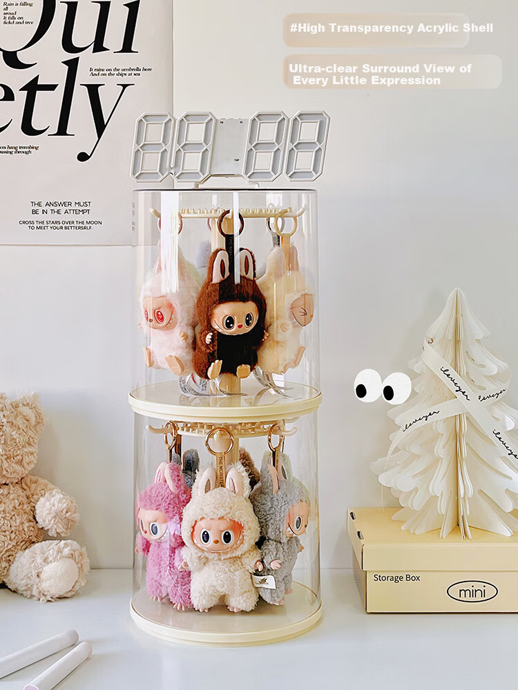 MESHD Labubu Hanging Display Box Rotating Transparent Labubu Plush Doll Figurine Blind Box Storage Display Stand 10