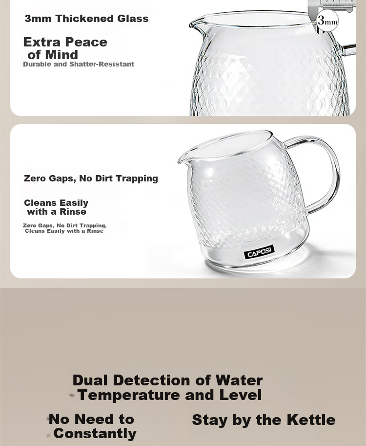 CAPOSI German Full Glass Health Pot Fully Automatic Constant Temperature Kettle Office Multifunctional Flower Tea Kettle Tea Cooker Stewing Integrated Auto Power-Off Electric Kettle New Model [Stewing 13