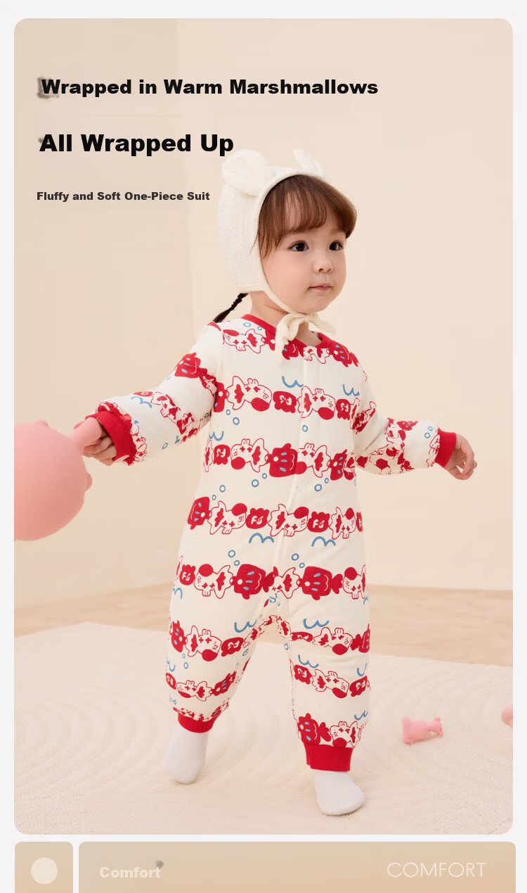 BALABALA Baby Romper Newborn Infant Bodysuit Unisex Winter Thickened Warm Soft Crawling Suit 3
