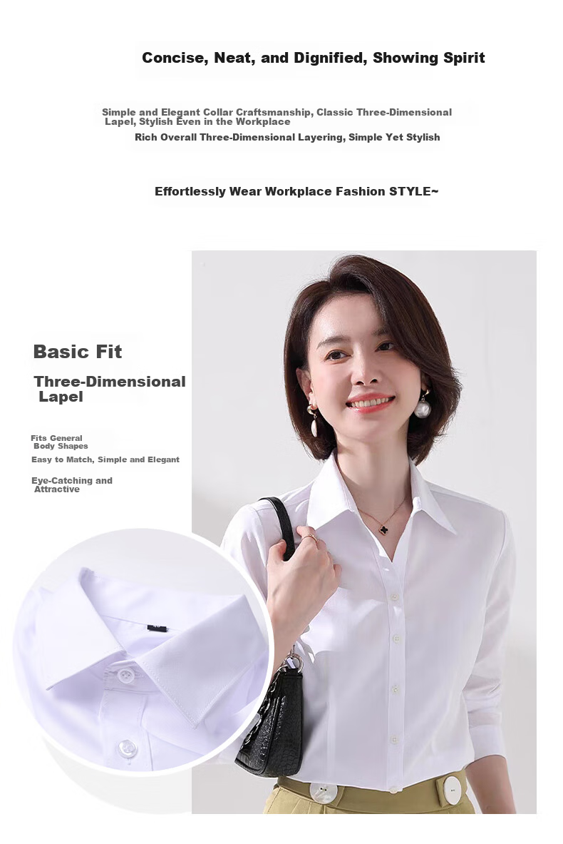 Romon Slim Fit Simple Summer Women's Shirt Casual Breathable Solid Color Short Sleeve White M 20