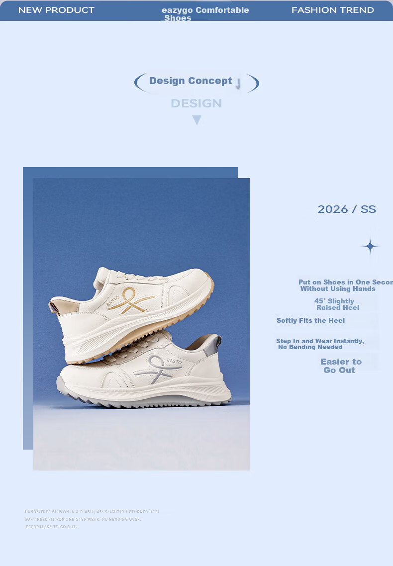 Basto Women's New Flash-On Sports Casual Shoes Wide Width Thick Sole Height Increasing Breathable White Sneakers S1187AM6 Beige Size 35 2