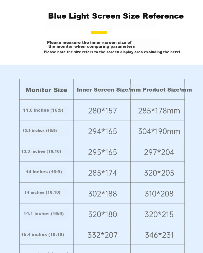 Youpin Monitor Computer Anti-Blue Light Protective Screen, Desktop Laptop Screen Protector, Anti-Radiation Eye Protection Blue Light Film Protective Cover, Acrylic Hanging Type, 11.6 Inches, 16:9 20