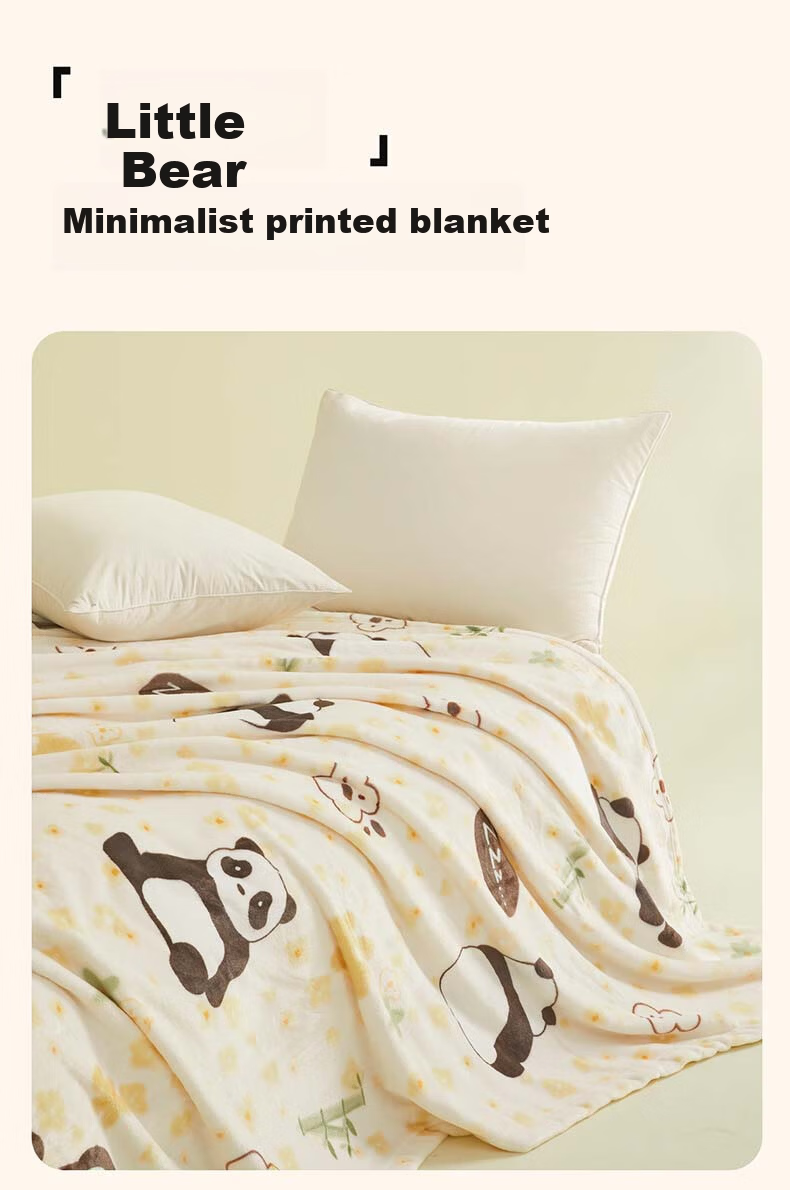 BEYOND Home Textile Flannel Coral Fleece Blanket Thin Throw Blanket Air Conditioning Blanket Small Bear (Yellow) 150*200cm 2