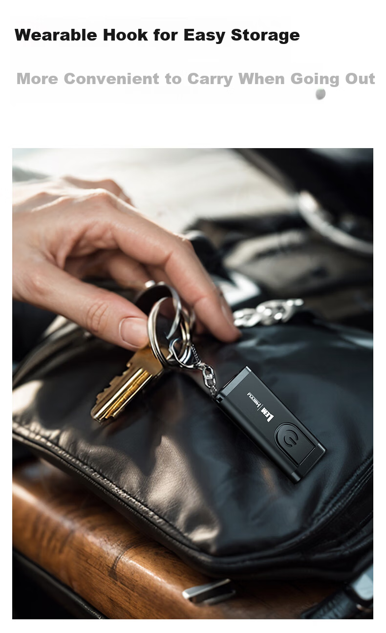 LEM Mini Portable Rechargeable High-Power Flashlight Keychain Outdoor Work Alarm Light 6