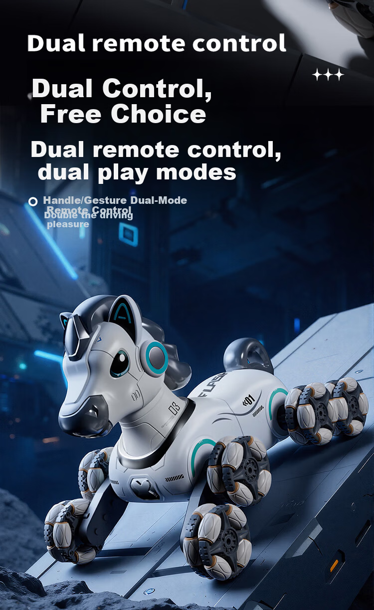 Aojia Kids Toy 3-6 Years Old Boys Birthday Gift Robot Dog RC Remote Control Car Stunt Transform Drift Horse 8