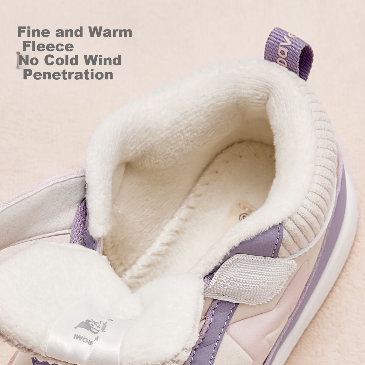 DAVE & BELLA Kuromi Collaboration Children's Winter Fleece Mid-Top Sneakers for Girls