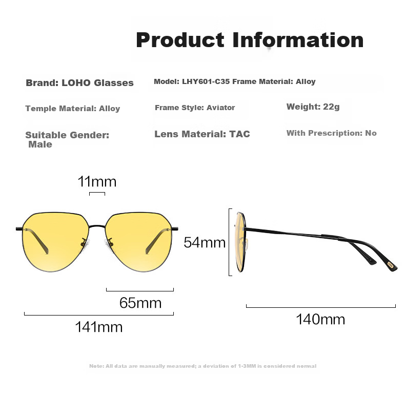 LOHO Day and Night Dual-Use Sunglasses Driving Night Vision Pilot Aviator Non-Polarized Sunglasses Gift for Boyfriend 8