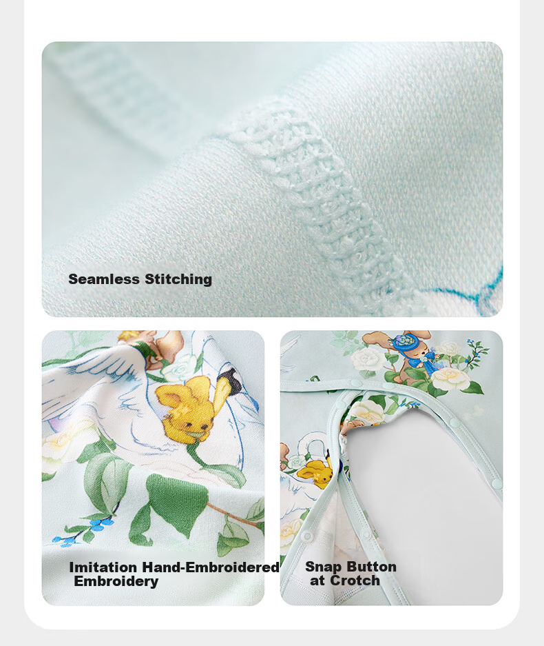 Babycare Soft Long Sleeve Romper Baby Jumpsuit Infant Clothing Qingchuan Blue [Middle Opening] 73cm 14