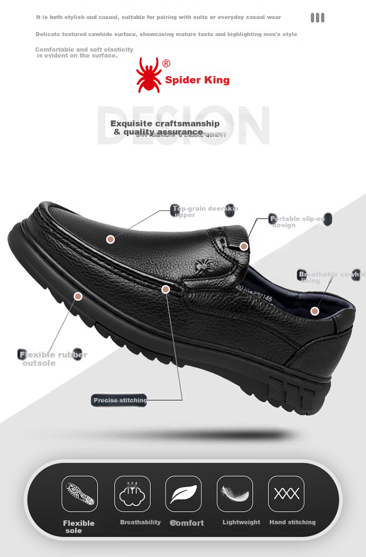 SPIDER KING Business Casual Suede Slip-On Soft Fashion Men's Loafers 2QA250146 Black Size 39 3