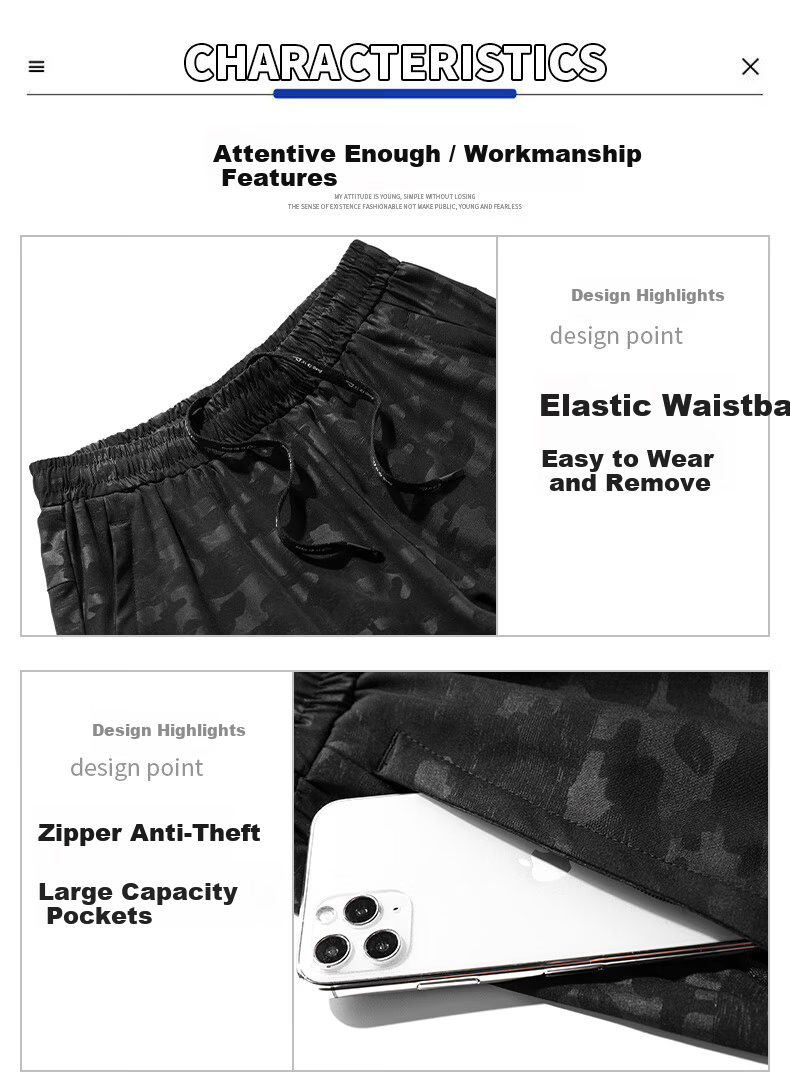 EASTERN CAMEL Men's Trendy Summer Outdoor Casual Sports Straight Five-Point Shorts Youth Loose Beach Pants 3