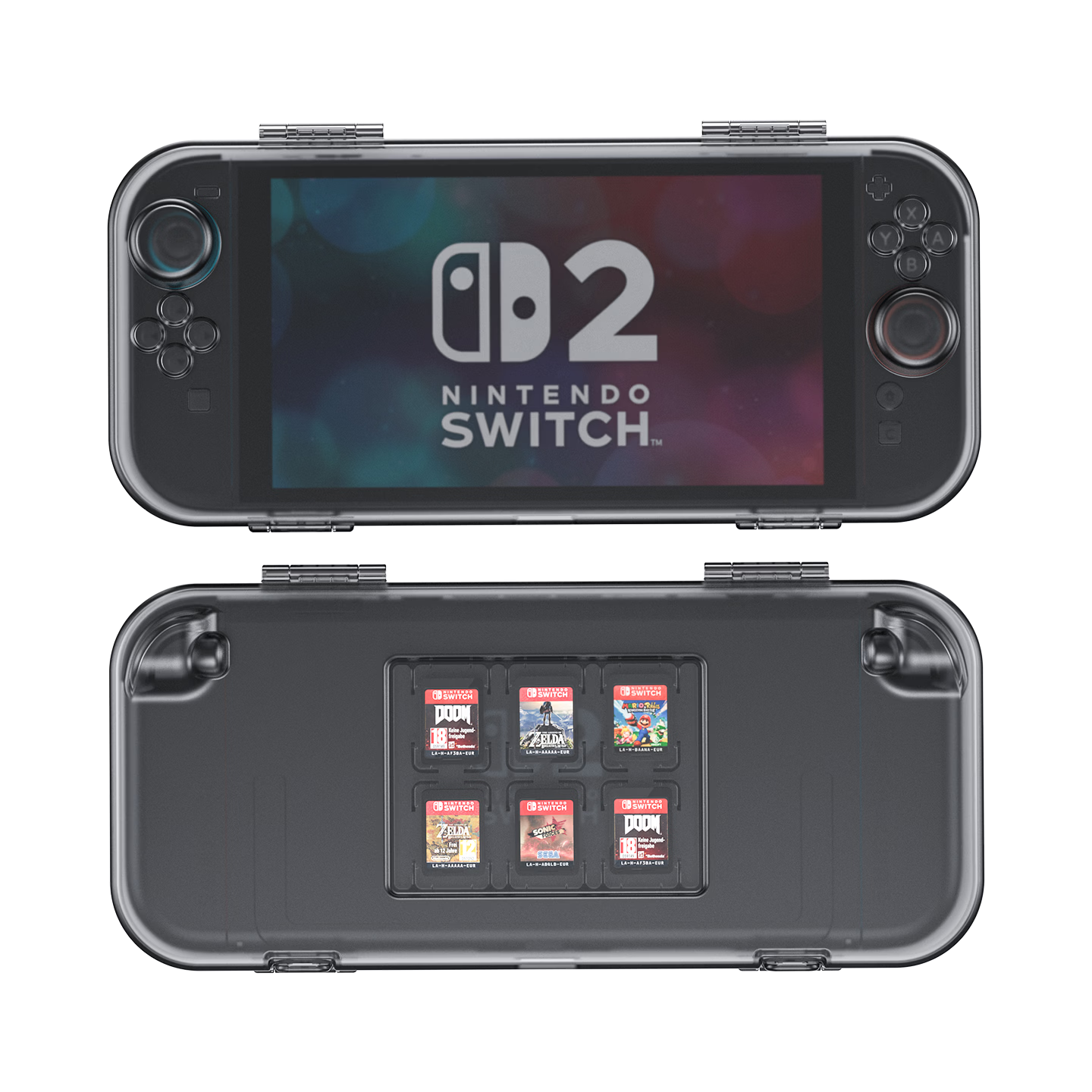 Xindeli Nintendo Switch 2 Protective Case, NS2 Storage Bag, Transparent Full-Coverage Protective Cover, Game Handheld Integrated Hard Shell, Portable Carrying Case with Strap, Shockproof, Second-Generation Hong Kong Version Accessory