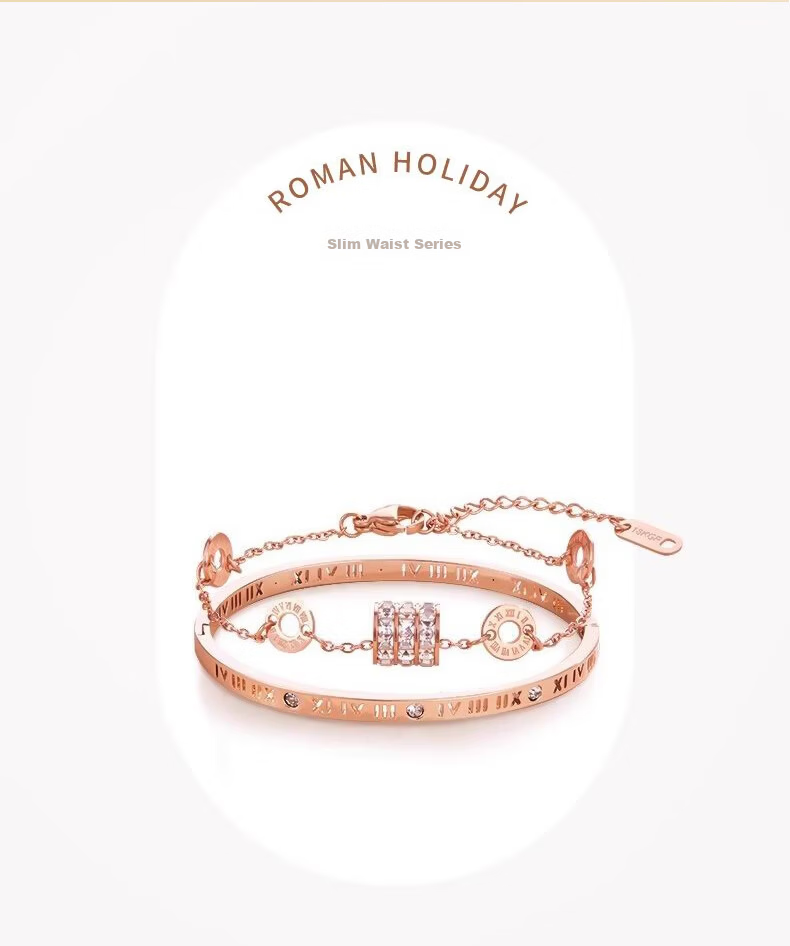 Chow Tai Fook [1000+ Stores] Rose Gold Luxury Slim Waist Bracelet for Women Stackable Bangle Birthday Gift for Girlfriend 7