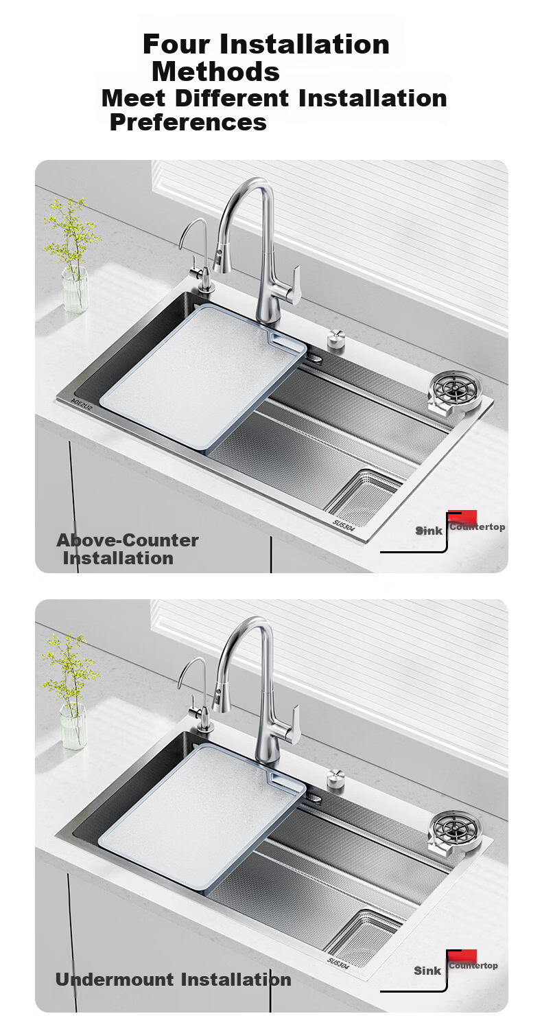 DONGPENG Kitchen Sink Integrated Basin 304 Stainless Steel Vegetable Washing Basin Large Single Bowl 2026 Latest Model 8045 Left Side 11