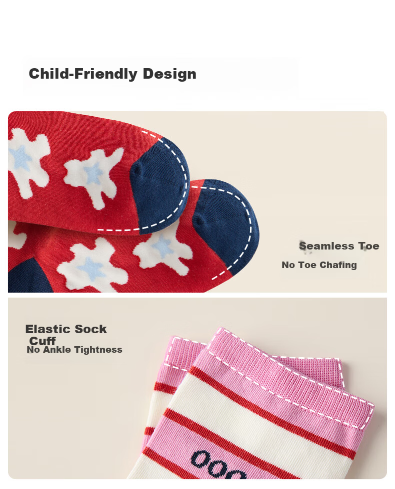 Like uu Children's Socks Gift Box Red New Year 2025 Developmental Period Primary School Student Gift for Boys and Girls 6