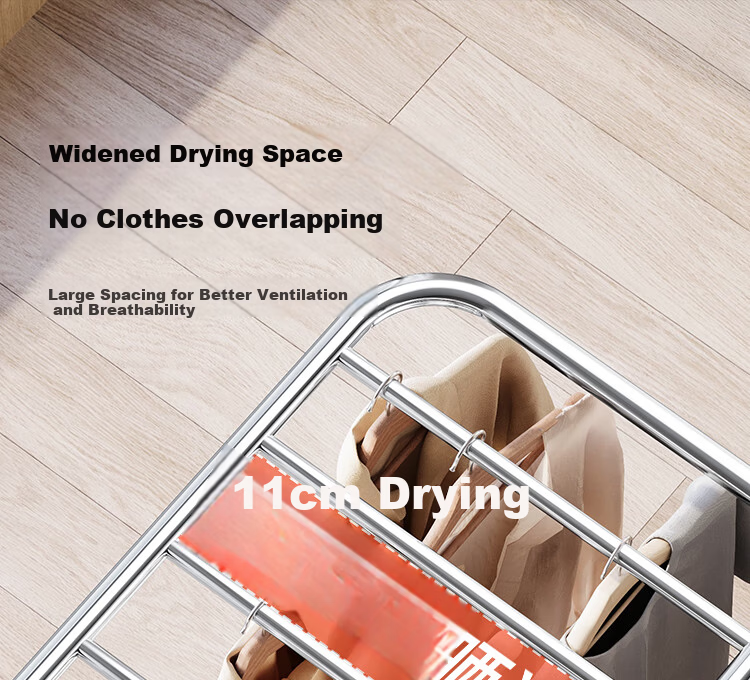 QIAONAMEI Floor Standing Clothes Drying Rack Foldable No Installation Indoor Balcony Laundry Rack Clothes Hanger 4497 10