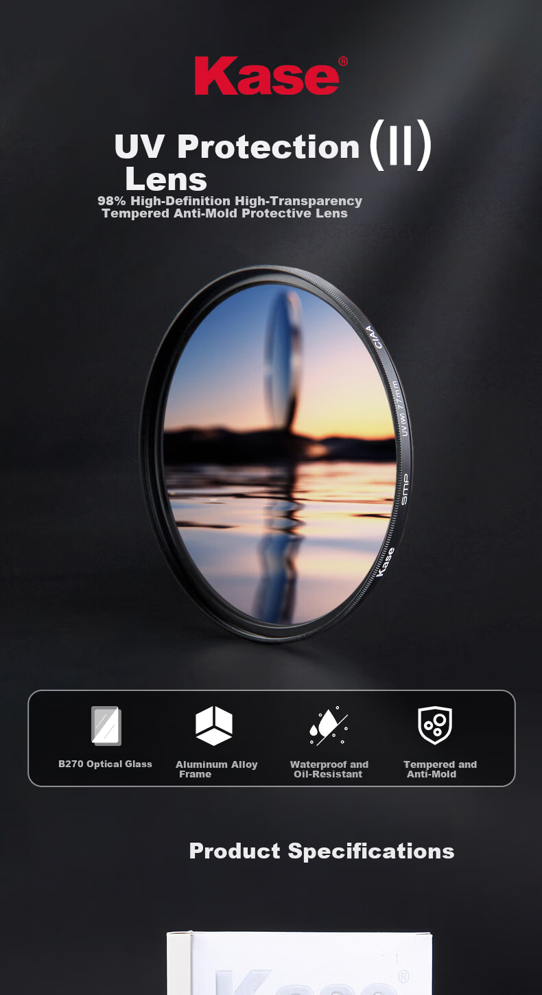 Kase UV Filter 2nd Generation 43mm UV Lens Filter Protective Multi-Coated High-Transparency Lightweight Frame UV Filter 1