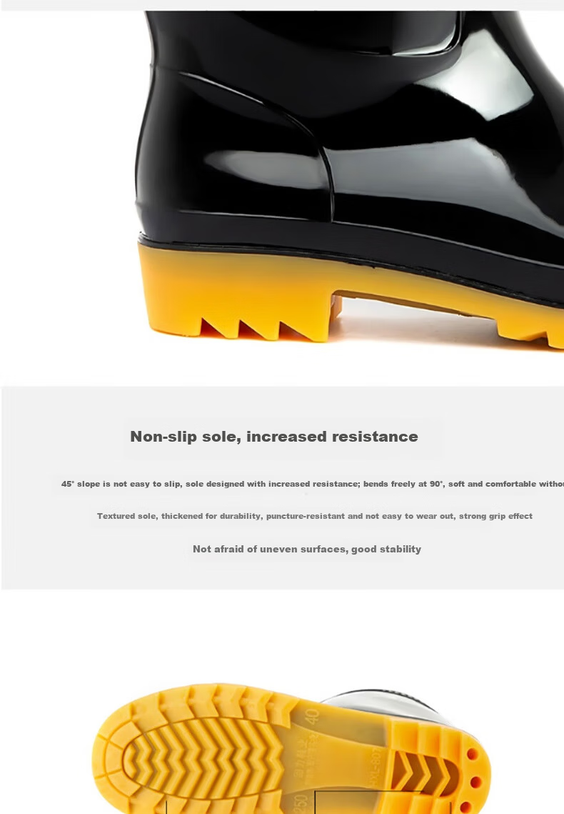 Warrior Unisex Outdoor Non-Slip Rain Shoes Fishing Car Wash Rain Boots Chef Rubber Shoes HL8075 Mid-Calf Black Size 39 4