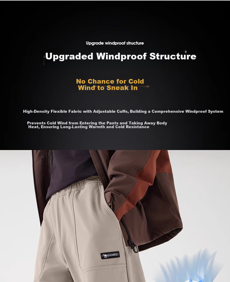 CAMEL [Wang Junkai Edition] Outdoor Ski Pants Men Fleece Lined Warm Water-Repellent Loose Work Pants Women 1684 11