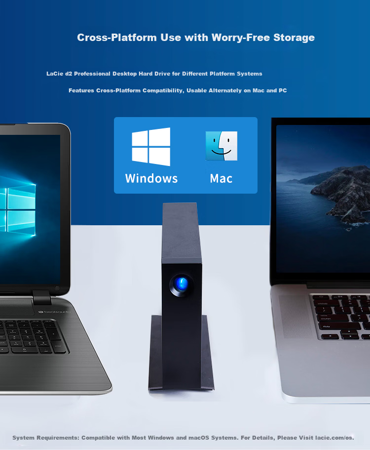 LaCie d2 4TB Enterprise-Class Desktop External Hard Drive 3.5-inch CMR Vertical Mechanical HDD Type-C USB 3.1 High-Speed with Data Recovery Service 7