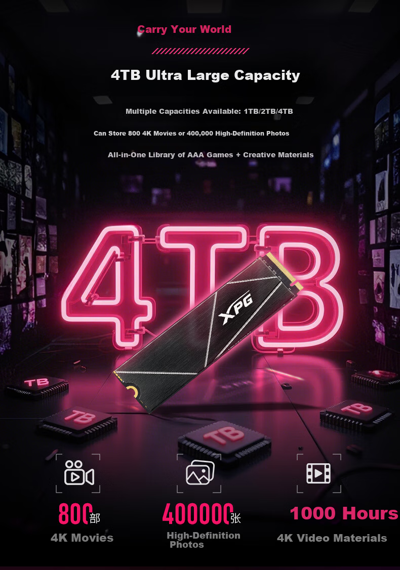 ADATA 2TB SSD M.2 NVMe PCIe 5.0 x4 AI Computer Accessory 14000MB/s Read Speed XPG S150 8