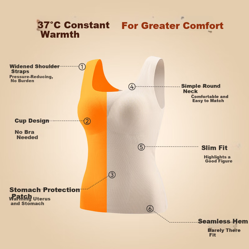 MiiOW Women's Autumn Thermal Underwear Wool Base Layer Top with Chest Pad Warm Vest for Fall and Winter