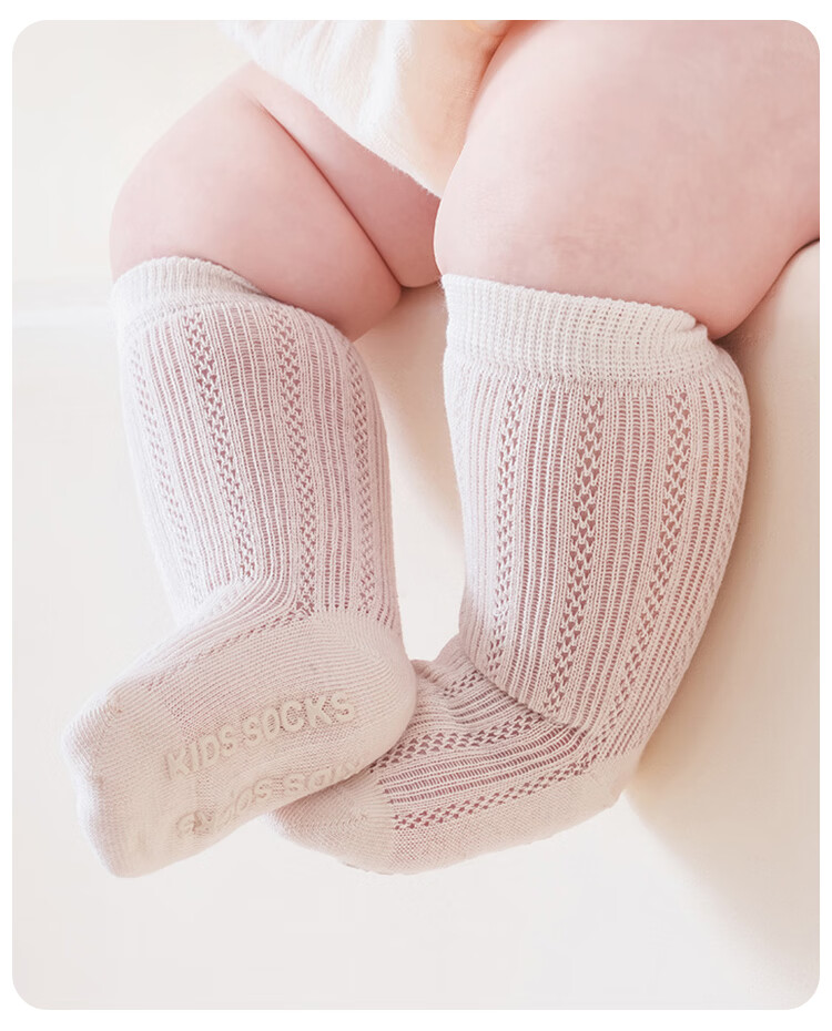 9i9 Baby Socks Summer Thin Seamless Mesh Mid-Calf Anti-Mosquito Socks Combed Cotton Non-Slip Grip 3 Pairs for 1-3 Years Old 8