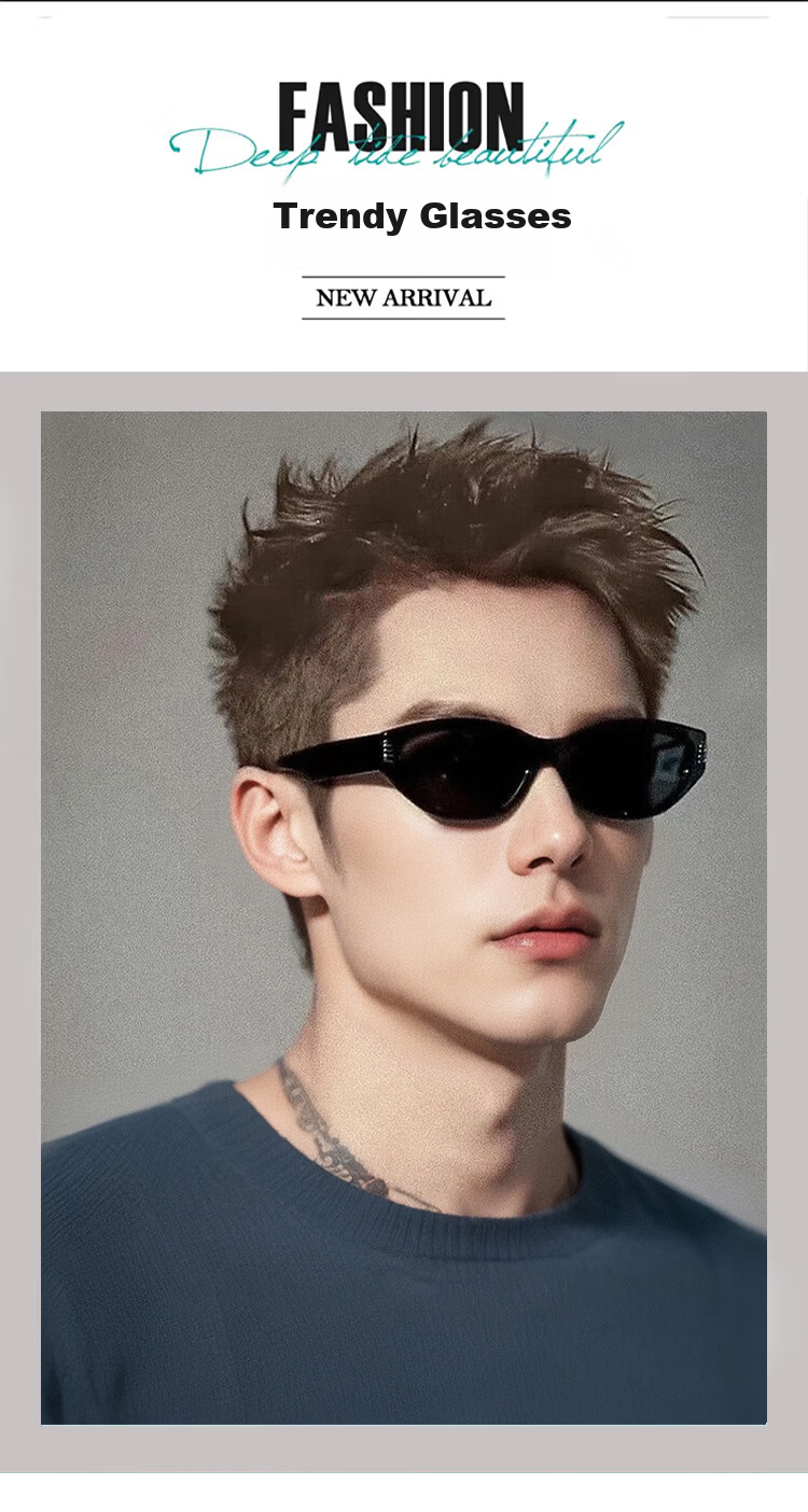 Mumujian Vintage Cat Eye Small Frame Ultra-Light Polarized Sunglasses Women Trendy Black Frame Black Lens Qixi Festival 1