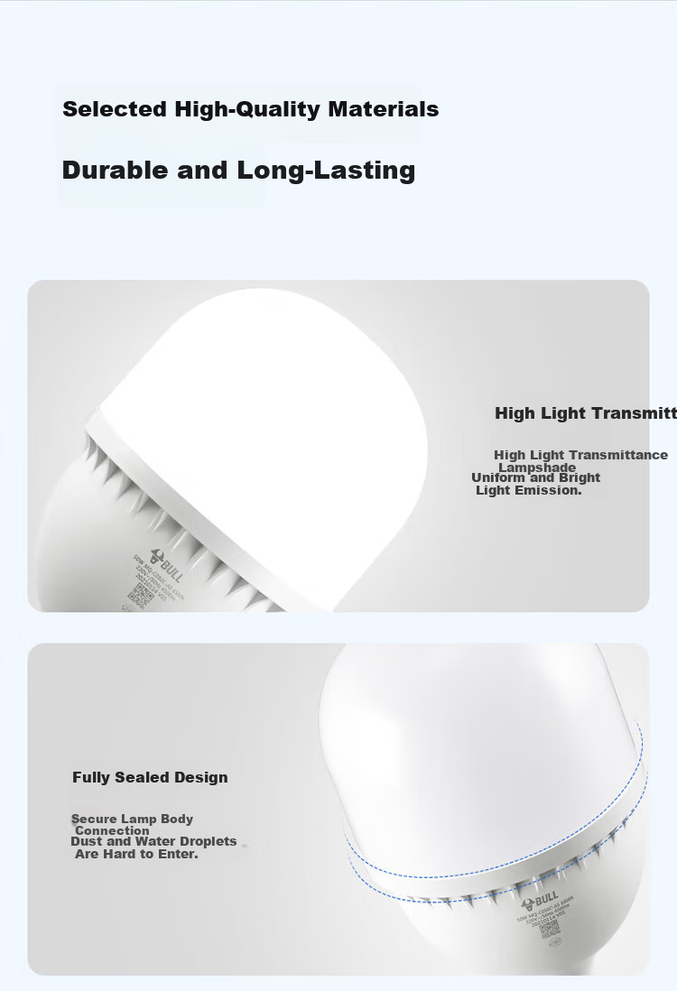 BULL LED Bulb High Brightness Pillar Shape Factory Supermarket High Power 40W Bulb White Light 6500K E27 Screw Base 6