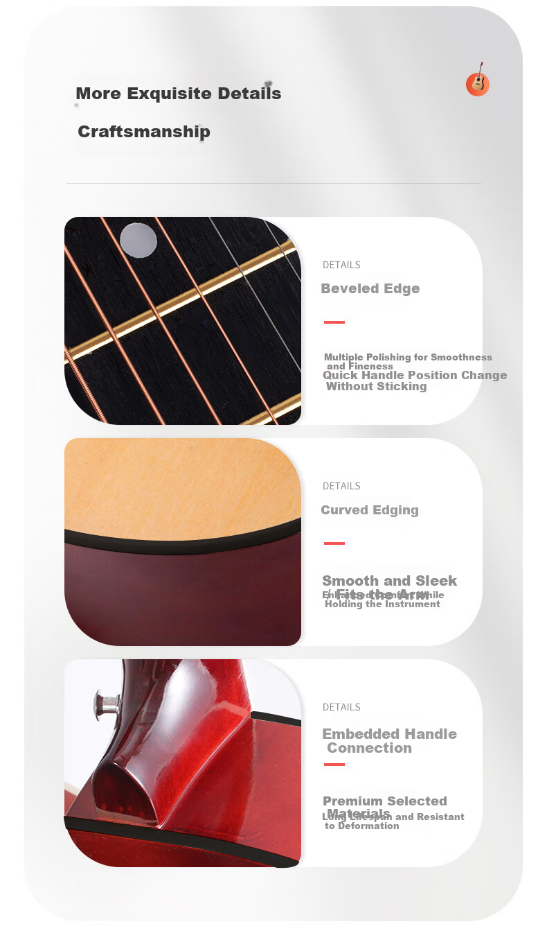 Acacia Bird 38-Inch Acoustic Guitar Beginner Entry-Level Male and Female Instrument Glossy Natural Wood Color 15