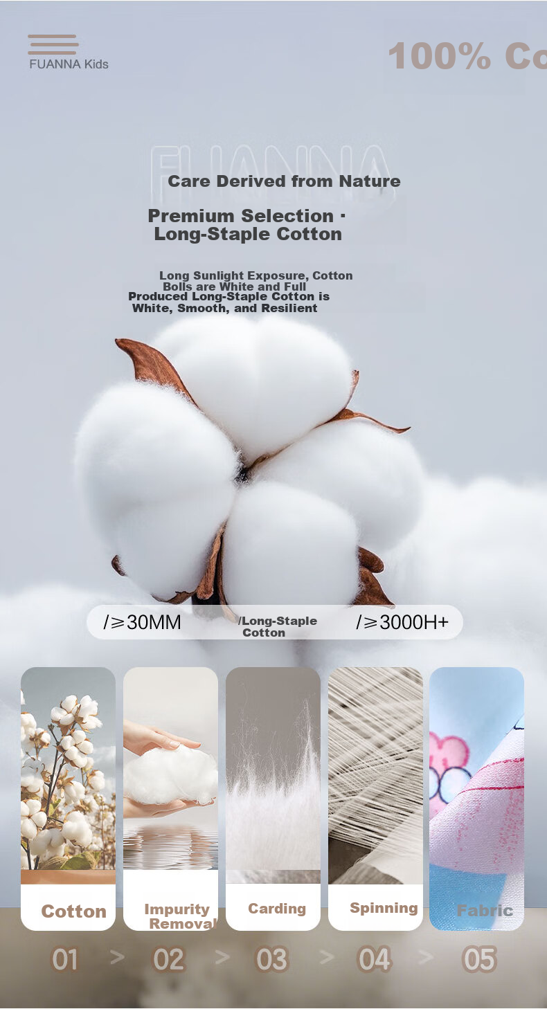 Fuanna Children Bedding Set 3-Piece A-Class 60s Pure Cotton Sheet and Quilt Cover Dormitory 1.2m Bed 152x210cm 4