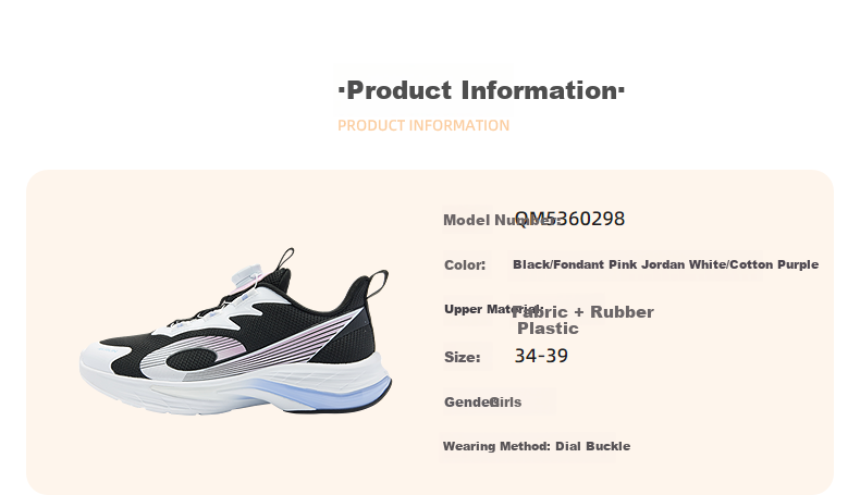 QIAODAN Girls' Sports Running Shoes Kids Spring Autumn Mesh Sneakers Black/Frosted Pink Size 34 11