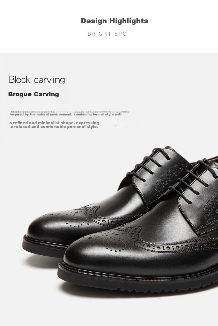 SATCHI Men's Shoes, British Brogue Leather Shoes for Men, Wedding Shoes, Men's Leather Shoes, Footwear for Men, 752082042Z, Black, Size 39 2