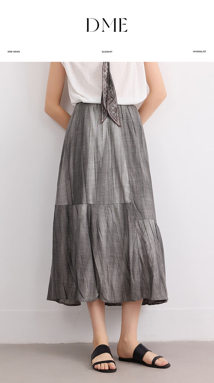 Demana [Forest Style Wardrobe] Summer Artistic Wrinkled Washed Tie-Dye Elastic Waist Slimming Mid-Length Skirt for Women 1