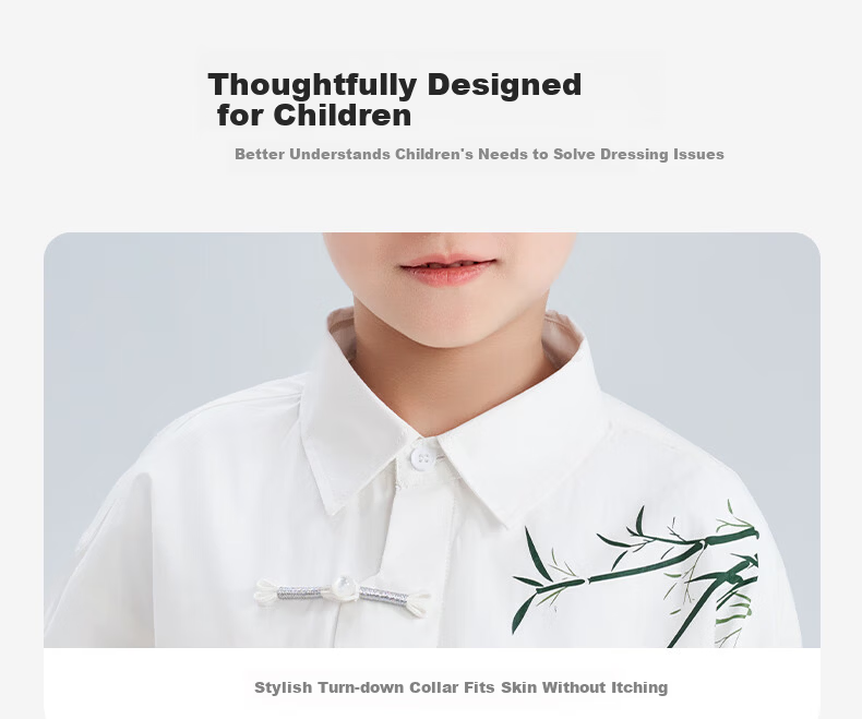 Luomeng Children's Chinese-Style Jacket, New Traditional Boys' Shirt, Versatile Spring And Autumn Bamboo Casual Shirt for Boys, White, Size 140 8