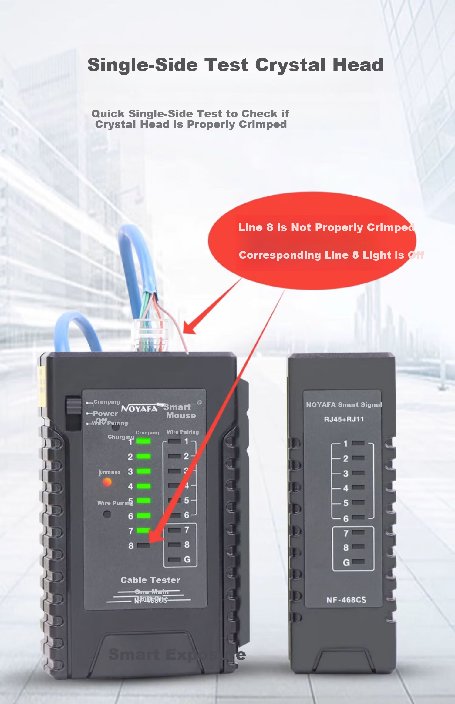 Smart Mouse NF-468CS Network Cable Tester RJ45 RJ11 Line Detector Single-Head Network Telephone Cable Tester 4