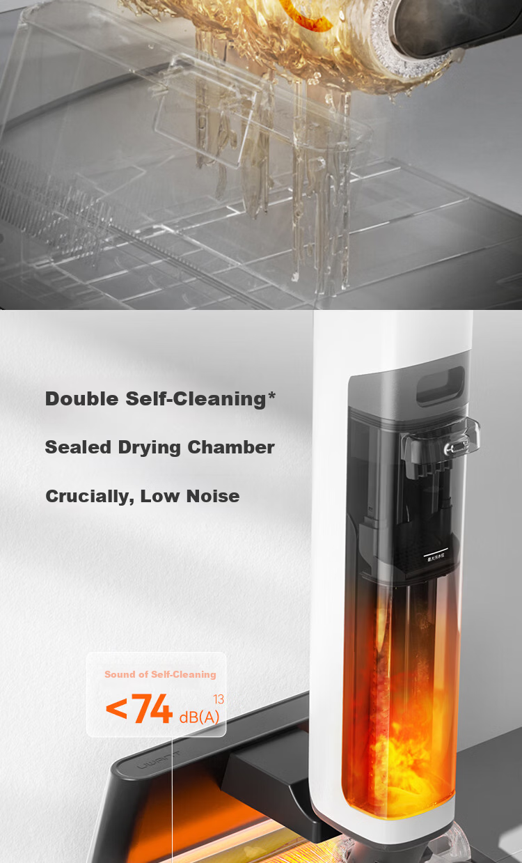 UWANT Cloud Plus Large Door Model Floor Washer with 0-Gravity Handle Push-In Base Station, Home Electric Mop with Vacuum, Wash, and Self-Cleaning Functions 26