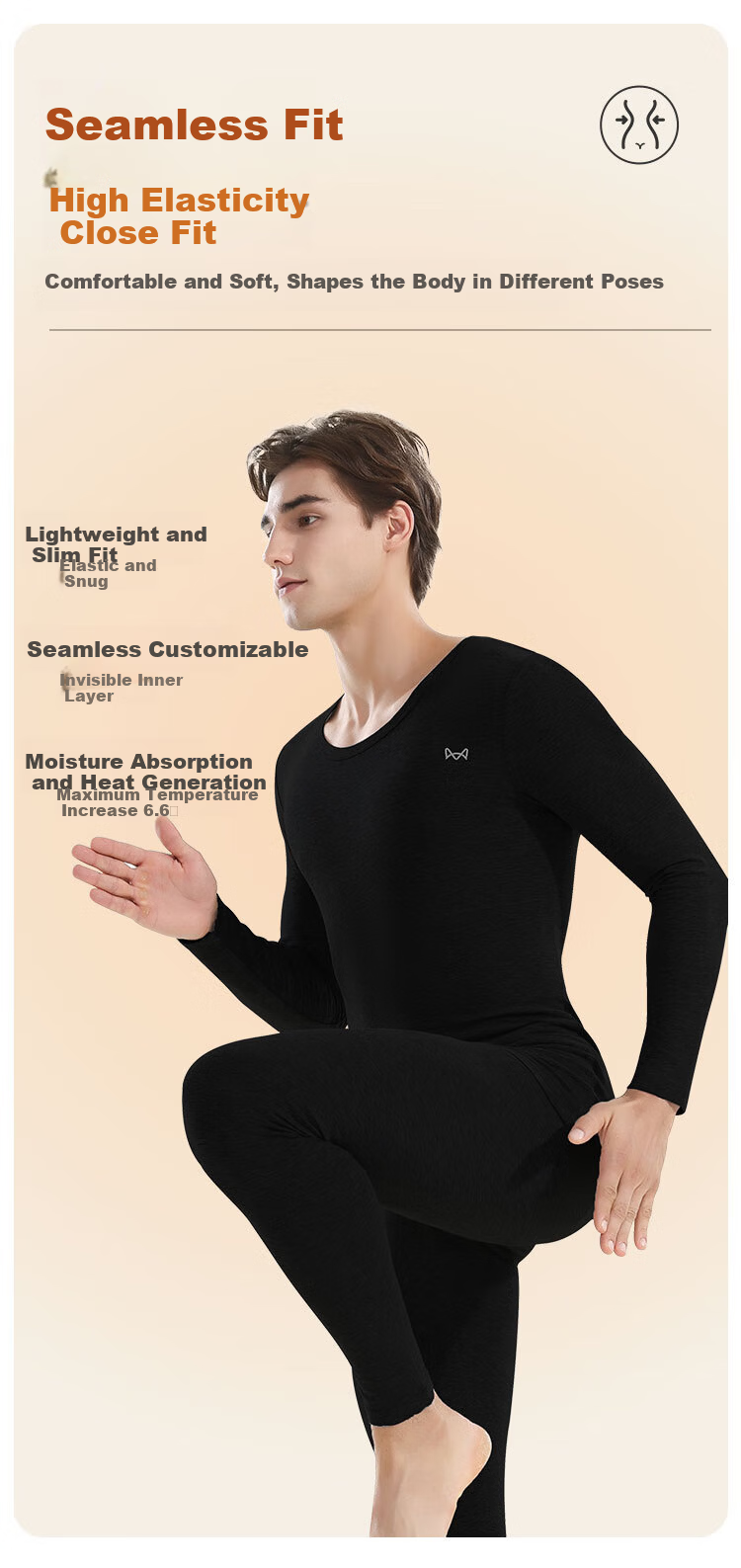 MiiOW 80S Modal Xinjiang Cotton Men's Thermal Underwear Set, Autumn Undershirt And Pants, Slim-Fit Base Layer Cotton Sweater, Heather Gray 5