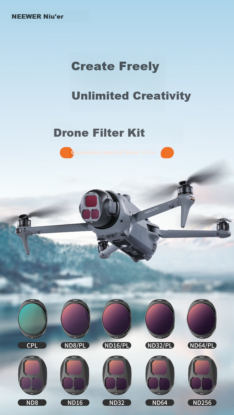 NEEWER DJI Mavic 4 Pro Professional Aerial Photography ND8/16/32/64 Neutral Density Filter Set with CPL Polarizer Drone Accessories 1