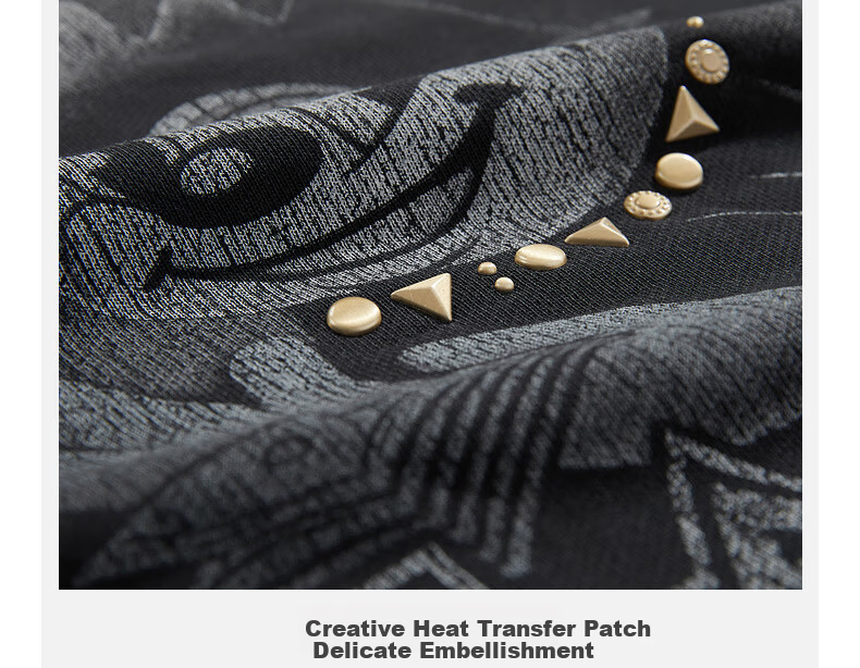 CABBEEN 365g Fish Scale Fabric Men's Sweatshirt Creative Patch Logo Design Casual Autumn Long Sleeve Sweatshirt 5