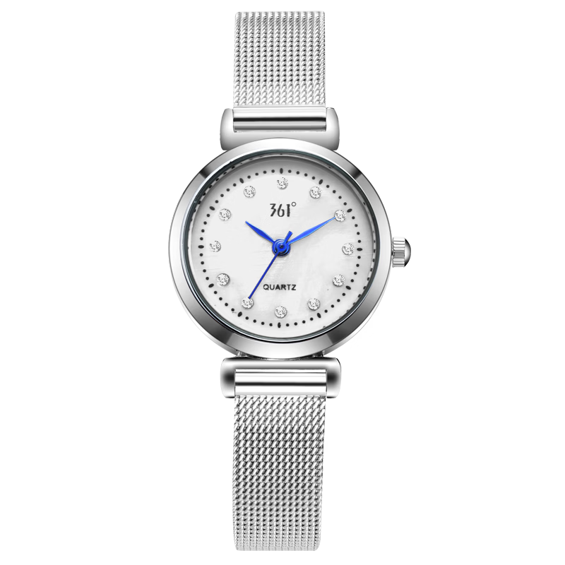 361° Vintage Ins Style Small Round Dial Rhinestone Watch Niche Romantic White-collar Minimalist Fashion Commuter Wristwatch Black