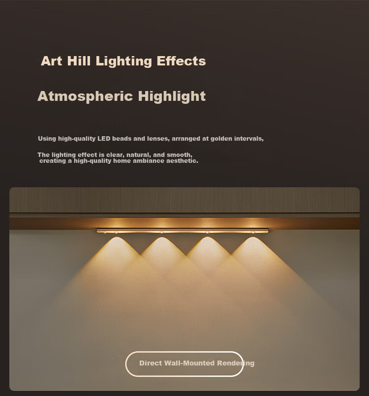 BULL Induction Cat Eye Cabinet Light Magnetic Rechargeable Hill Light Effect Display Cabinet Entrance Atmosphere Night Light Silver 112cm Three Colors 3