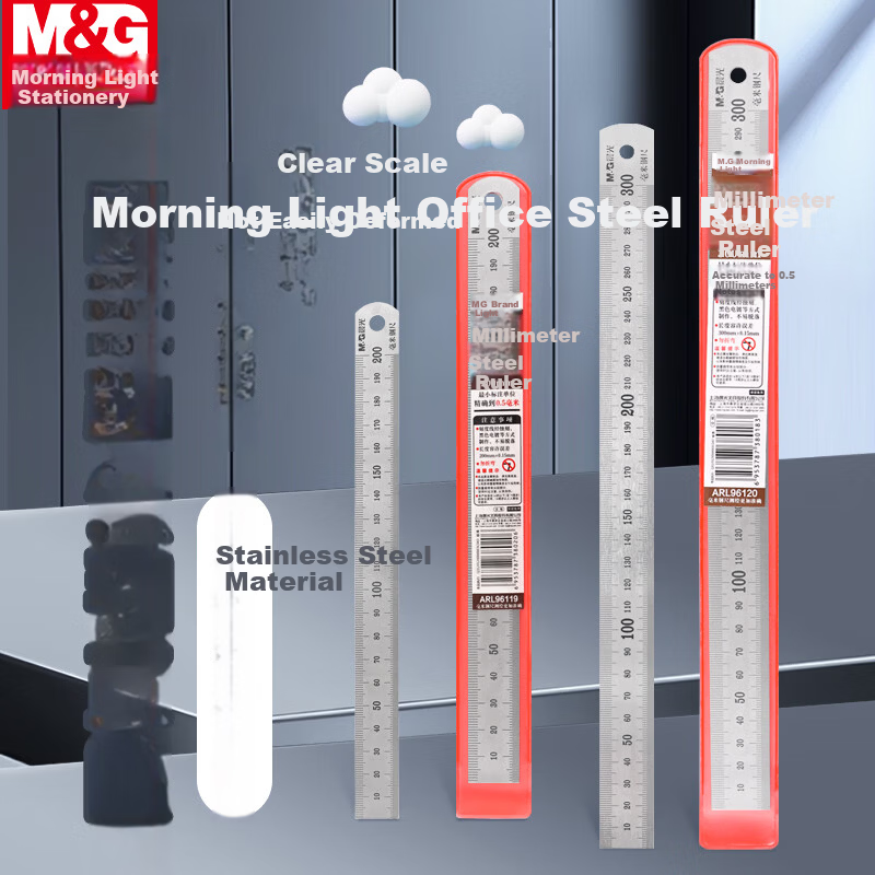 M&G 30cm Stainless Steel Ruler with Measurement and Drawing Scale, Formula Conversion Table, Office Supplies, School Stationery ARL96120, 1 Piece