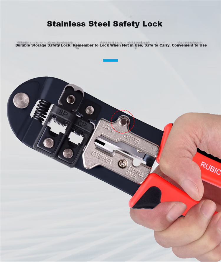 RUBICON Professional Network Cable Crimping Tool RJ45 Crimper Electrician Lightweight Dual-Hole Crimping Pliers RKY-318 6