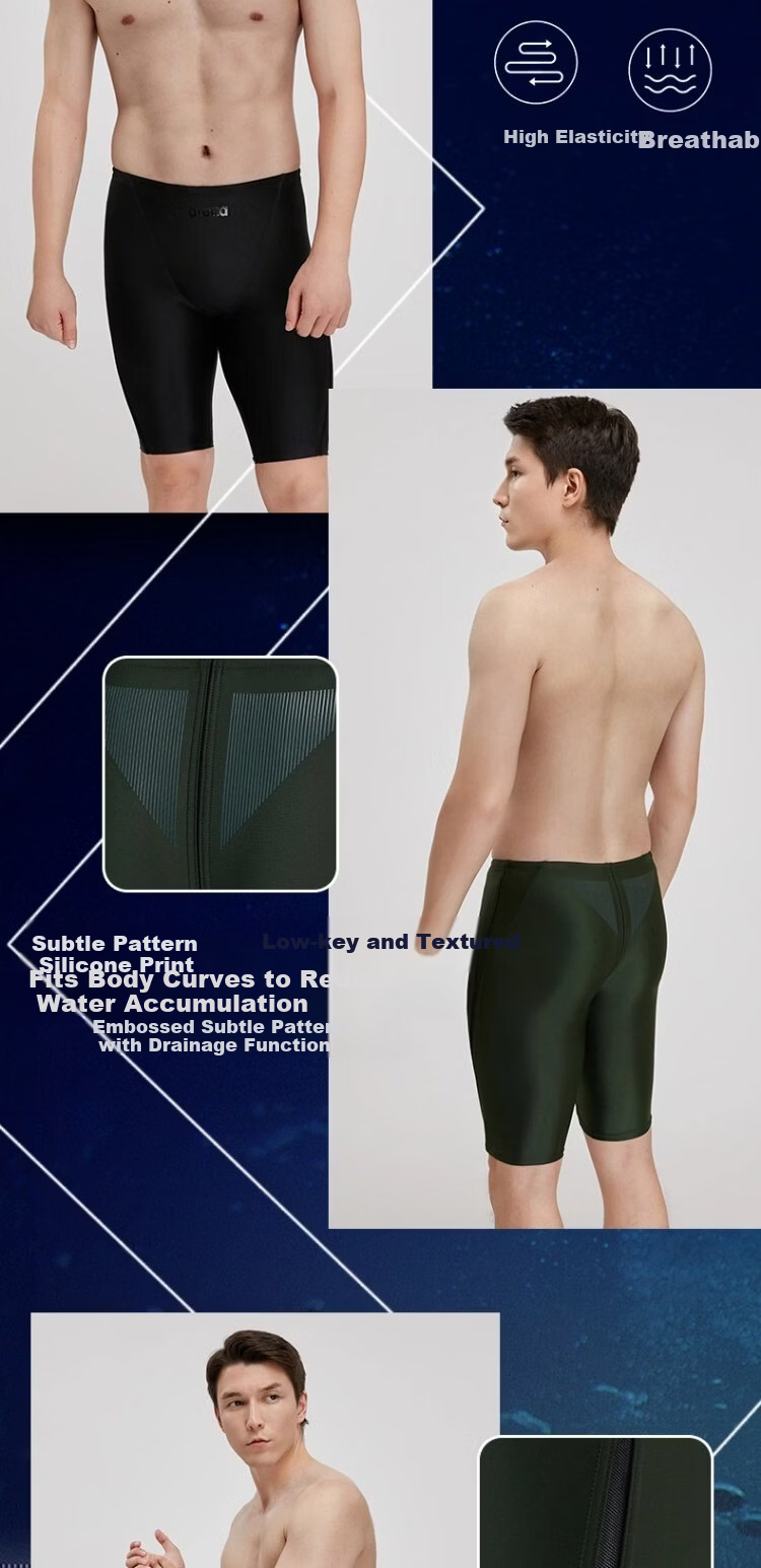 Arena Men's Professional Competition Knee-Length Swim Trunks High Elastic Chlorine-Resistant Quick-Dry Lightweight Comfortable UV Protection Anti-Embarrassment 2