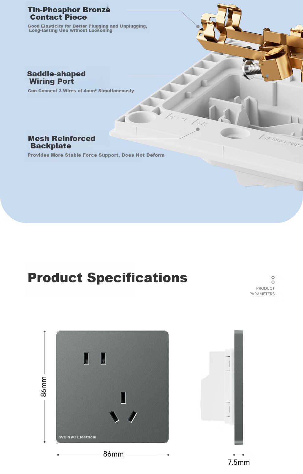 NVCleishidiangong Switch Socket, Two-Way Single Control 86-Type Concealed Wall Switch Panel, N25 Misty Gray 21