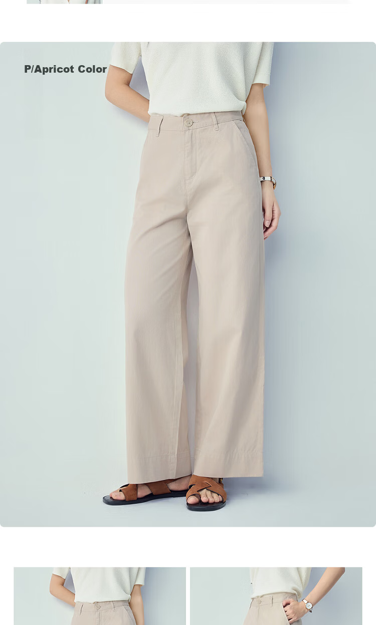 Giordano Women's Pants 2026 Summer New Pure Cotton High Waist Straight Casual Wide Leg Trousers 05416318 11