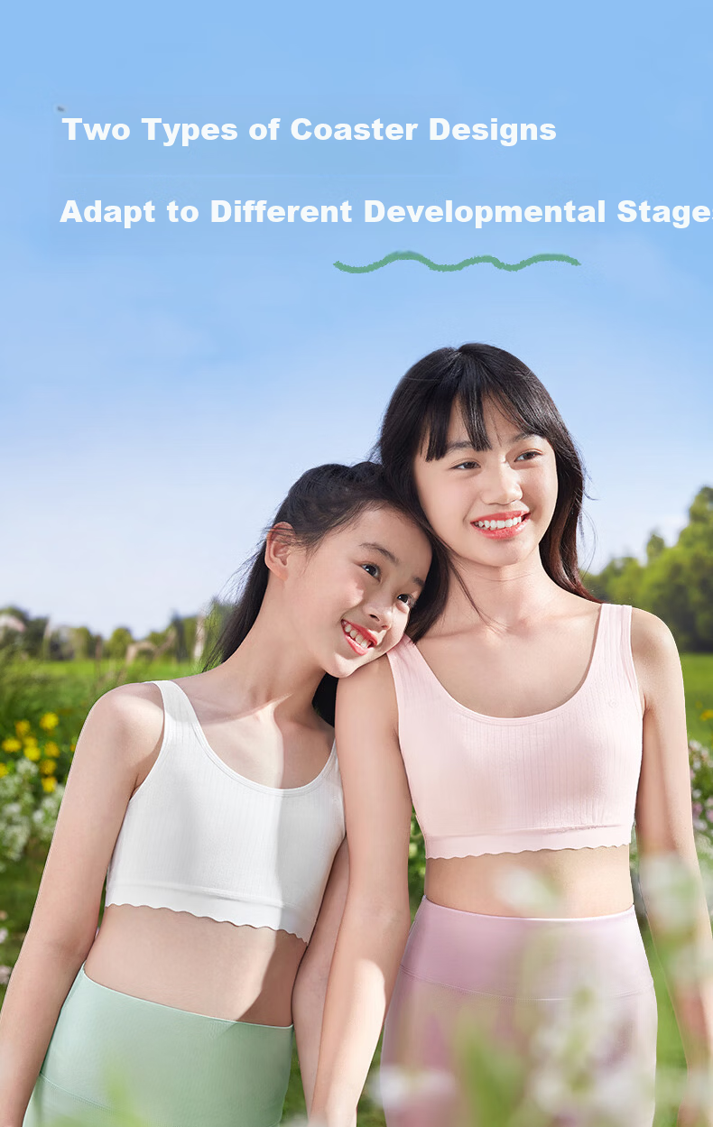 PurCotton [Xiao Waolang] Girls' Underwear Bra, Puberty Breathable Children's Underwear, Ages 6-12, Early Development, Self-Operated 9